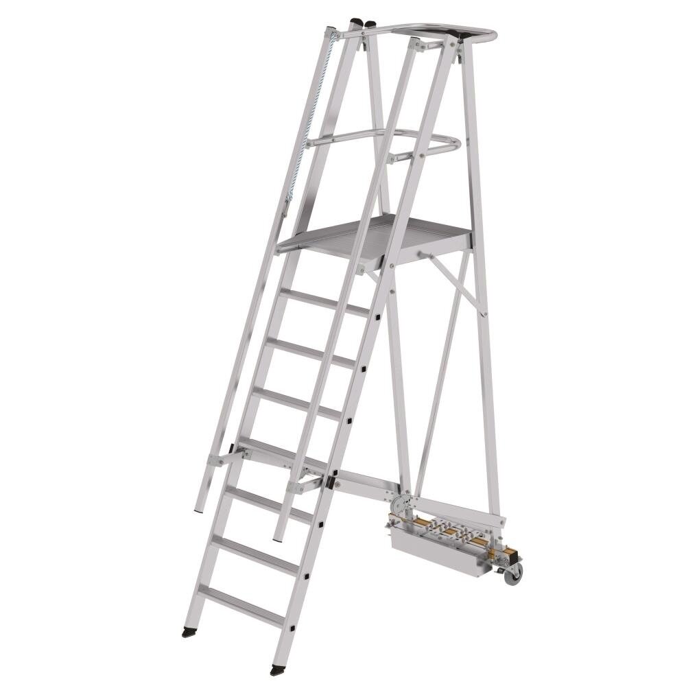 Munk Verrijdbare bordestrap, 8 treden, klapbaar met smalle stabilisatiebalk Munk Verrijdbare bordestrap, 8 treden, klapbaar met smalle stabilisatiebalk