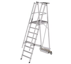 Munk Verrijdbare bordestrap, 8 treden, klapbaar met smalle stabilisatiebalk Munk Verrijdbare bordestrap, 8 treden, klapbaar met smalle stabilisatiebalk