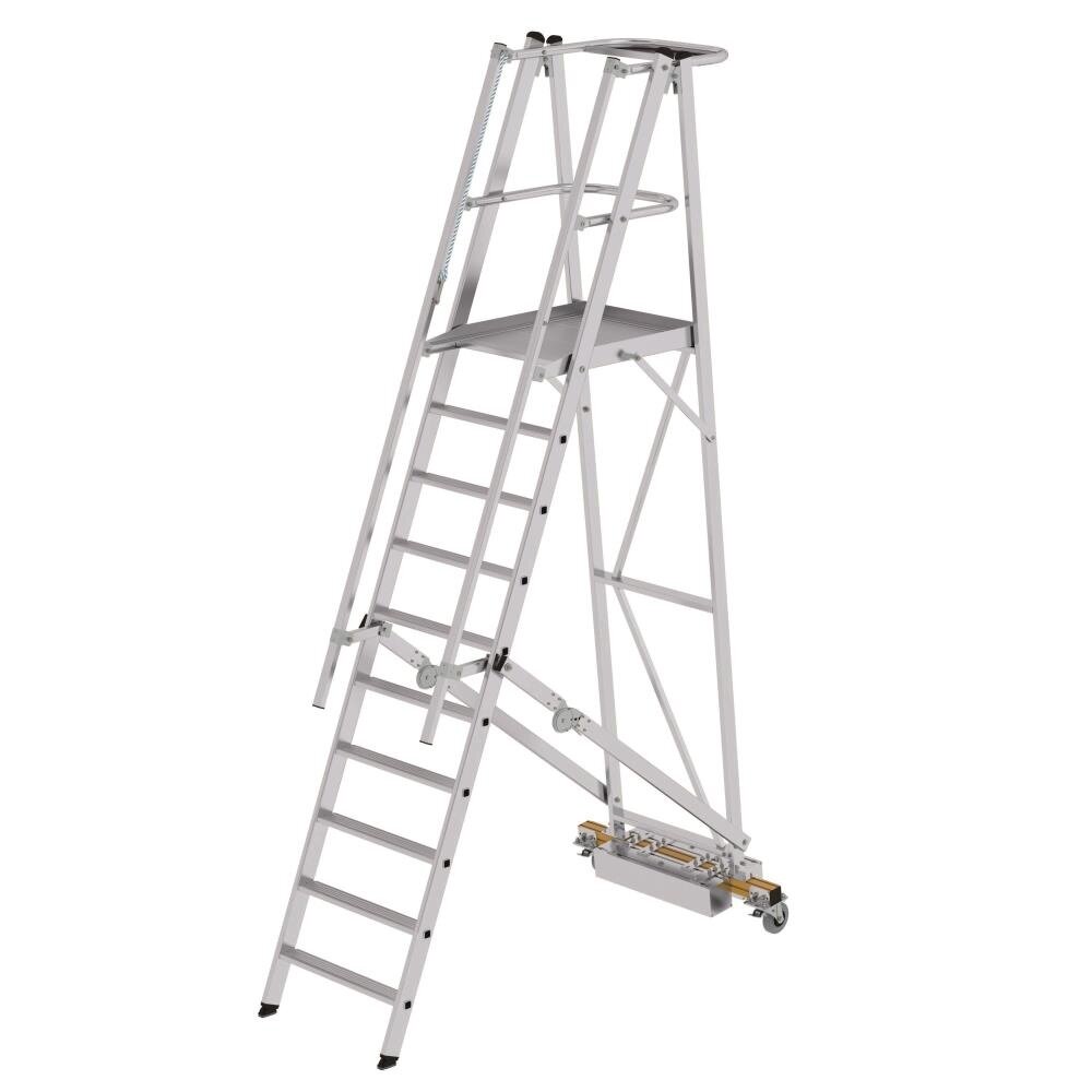 Roossien Verrijdbare bordestrap, 10 treden, klapbaar met smalle stabilisatiebalk