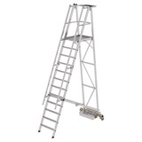 Munk Verrijdbare bordestrap, 12 treden, klapbaar met smalle stabilisatiebalk