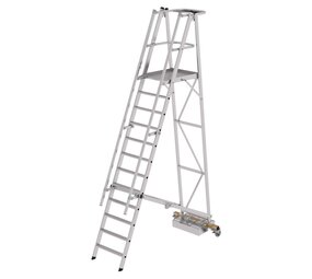 Munk Verrijdbare bordestrap, 12 treden, klapbaar met smalle stabilisatiebalk Munk Verrijdbare bordestrap, 12 treden, klapbaar met smalle stabilisatiebalk