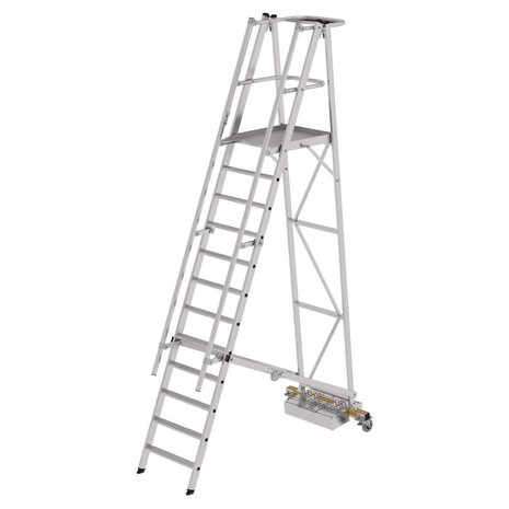 Munk Verrijdbare bordestrap, 12 treden, klapbaar met smalle stabilisatiebalk Munk Verrijdbare bordestrap, 12 treden, klapbaar met smalle stabilisatiebalk