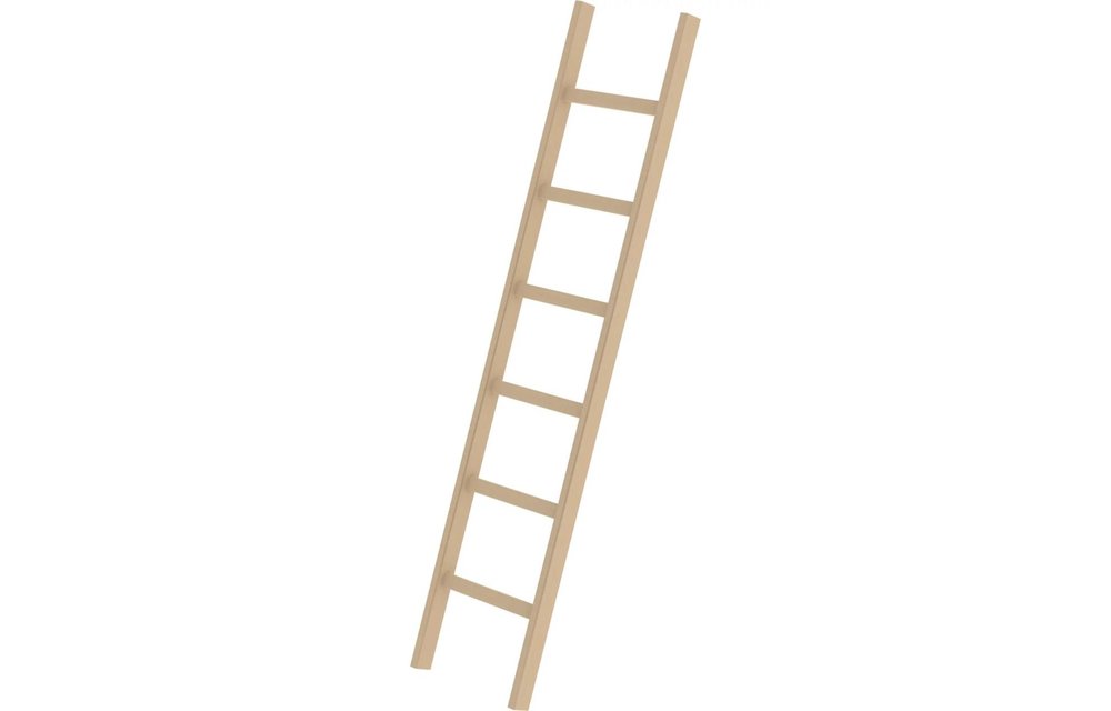 Houten enkele ladder, 6 sporten