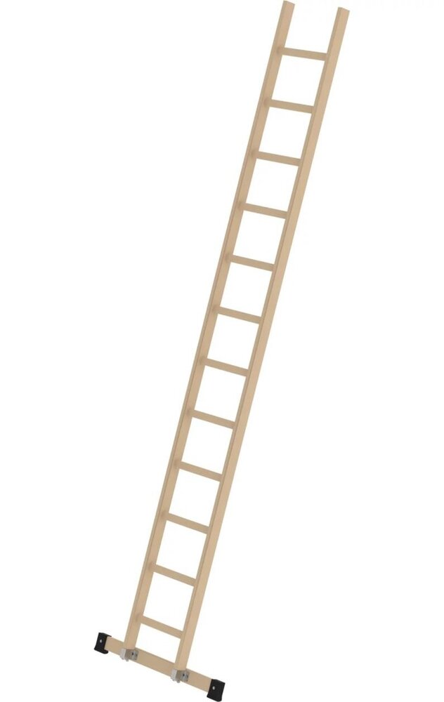 Roossien Houten enkele ladder, 12 sporten met stabilisatiebalk