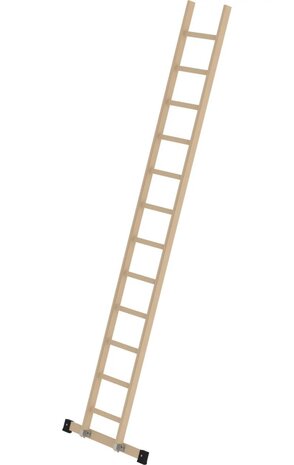 Roossien Houten enkele ladder, 12 sporten met stabilisatiebalk