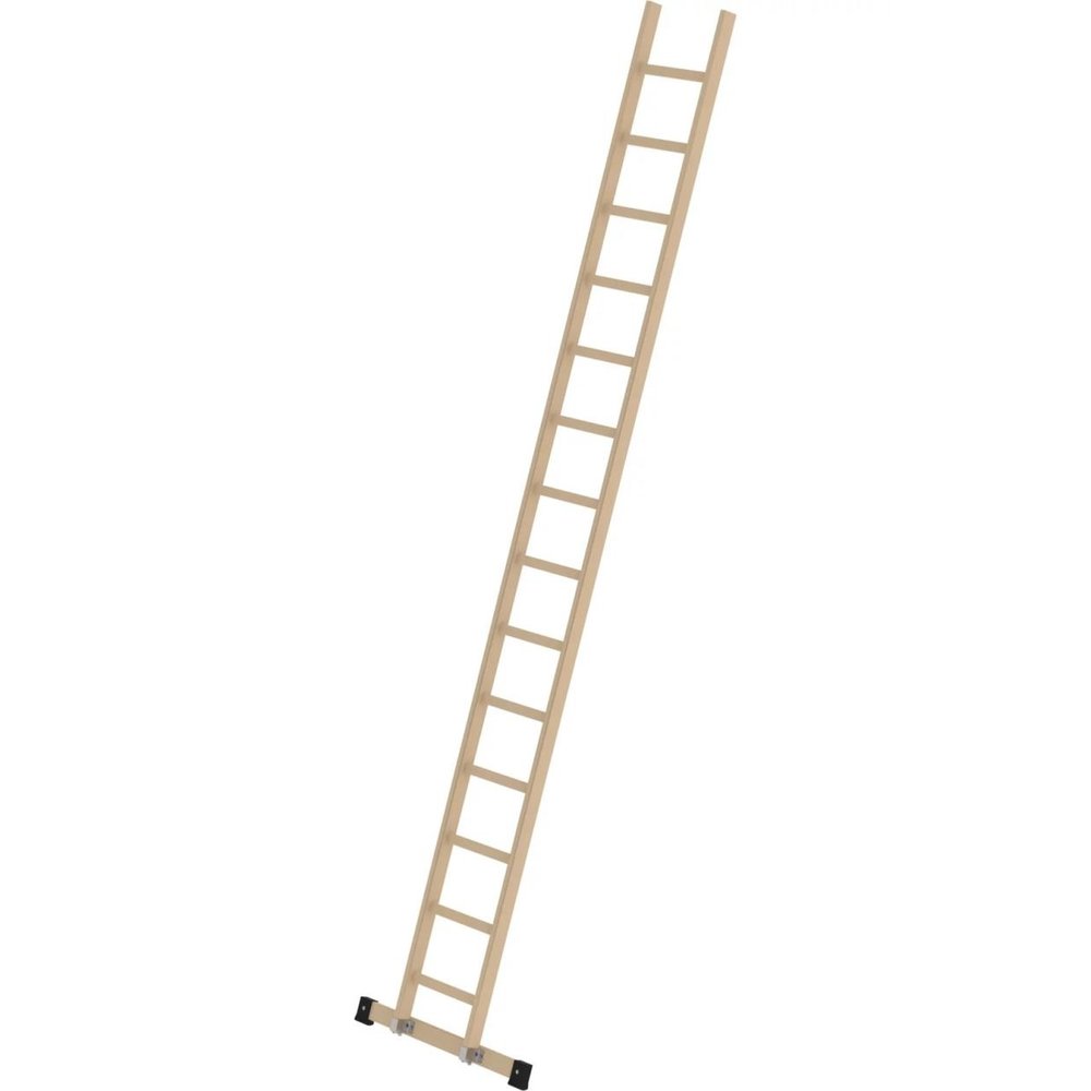 Ladder kopen? Houten enkele ladder, 14 sporten met balk Ladder.nl