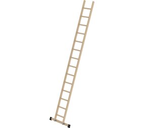 Munk Houten enkele ladder, 14 sporten met stabilisatiebalk Munk Houten enkele ladder, 14 sporten met stabilisatiebalk