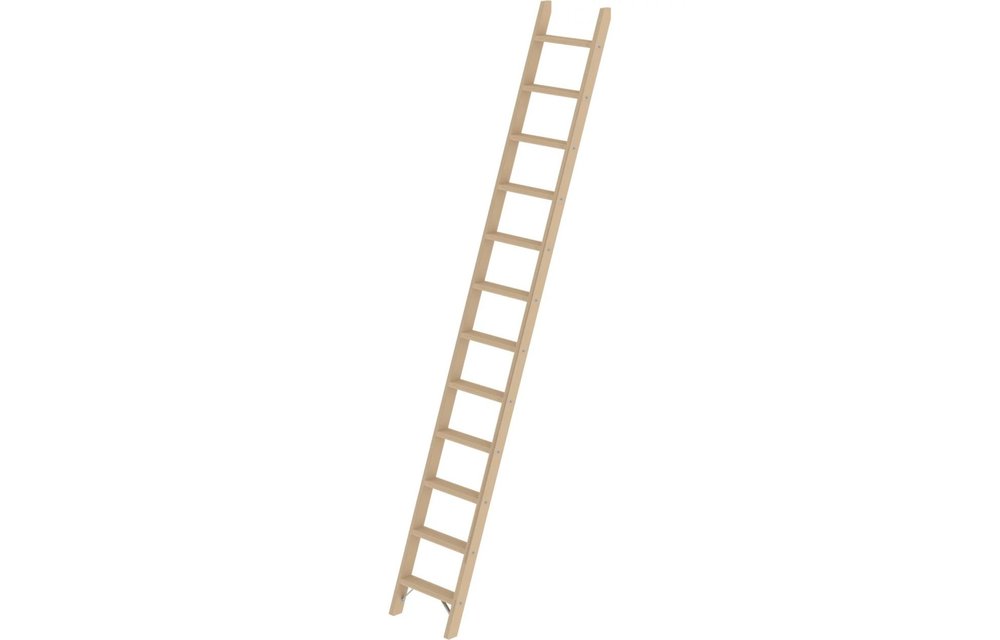 Houten enkele trapladder, 12 treden