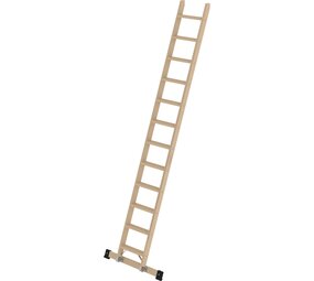 Roossien Houten enkele trapladder, 12 treden met stabilisatiebalk