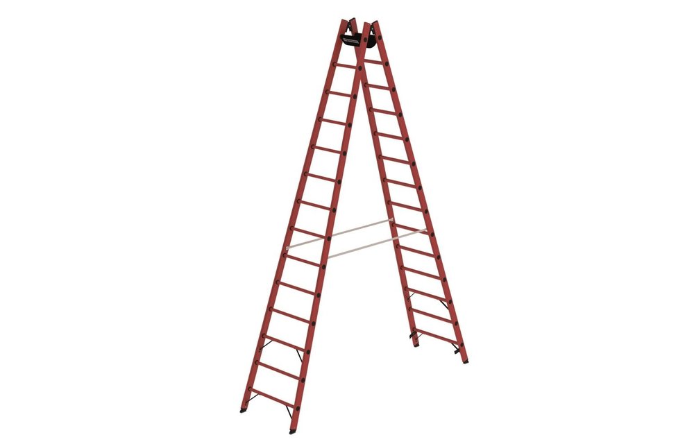 Kunststof dubbele ladder, 2x14 sporten