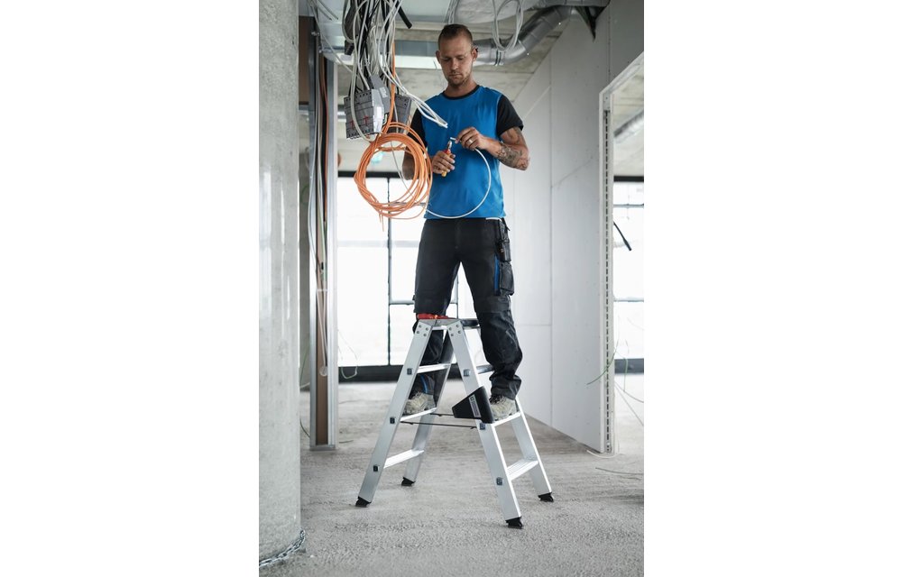 Aluminium dubbele trap, 2x7 treden