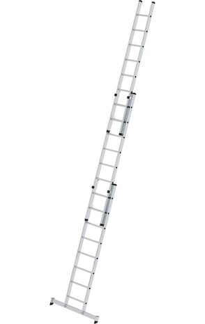 Roossien 3-delige aluminium opsteekladder, 3x8 sporten met Nivello stabilisatiebalk Roossien 3-delige aluminium opsteekladder, 3x8 sporten met Nivello stabilisatiebalk