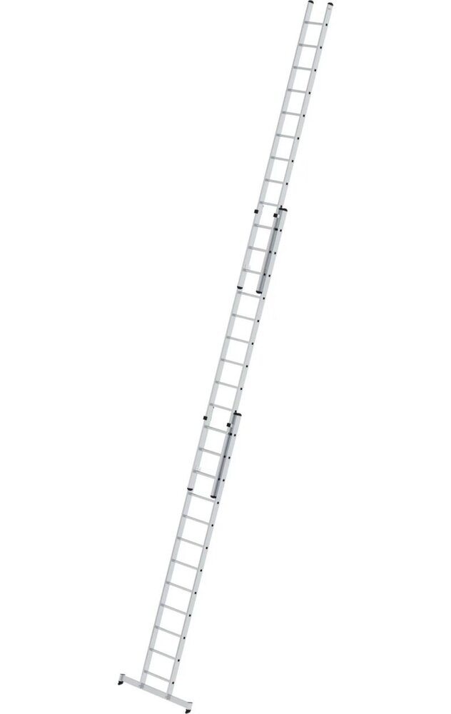 Roossien 3-delige aluminium opsteekladder, 3x12 sporten met Nivello stabilisatiebalk