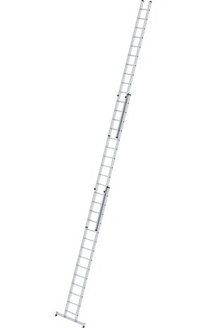 Roossien 3-delige aluminium opsteekladder, 3x14 sporten met Nivello stabilisatiebalk