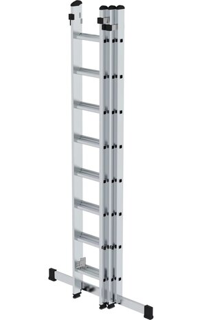Roossien 3-delige aluminium opsteekladder, 3x8 sporten met stabilisatiebalk