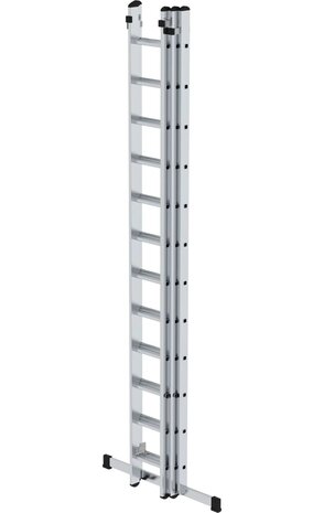 Roossien 3-delige aluminium opsteekladder, 3x12 sporten met stabilisatiebalk