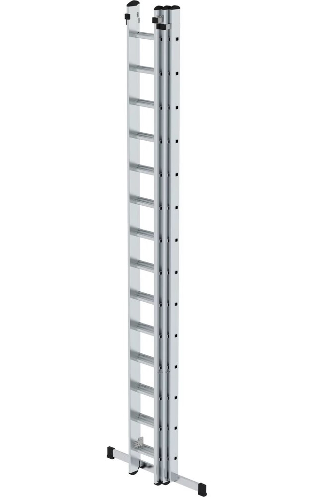 Munk 3-delige aluminium opsteekladder, 3x14 sporten met stabilisatiebalk Munk 3-delige aluminium opsteekladder, 3x14 sporten met stabilisatiebalk