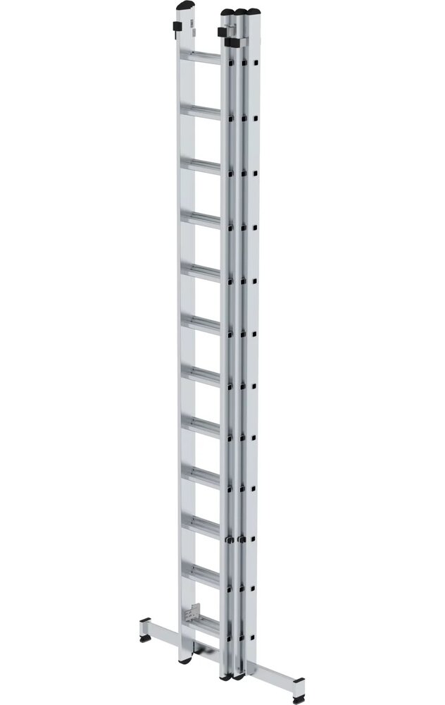 Roossien 3-delige aluminium opsteekladder, 3x12 sporten met Nivello stabilisatiebalk