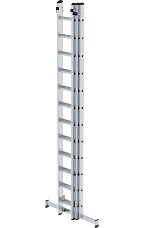 Roossien 3-delige aluminium opsteekladder, 3x12 sporten met Nivello stabilisatiebalk