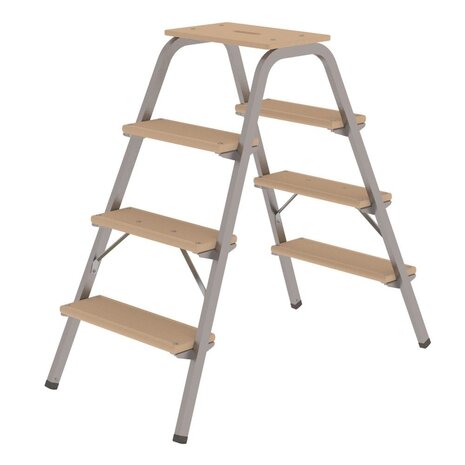 Roossien Stalen opstap met 4 houten treden