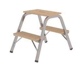 Roossien Stalen opstap met 2 houten treden Roossien Stalen opstap met 2 houten treden