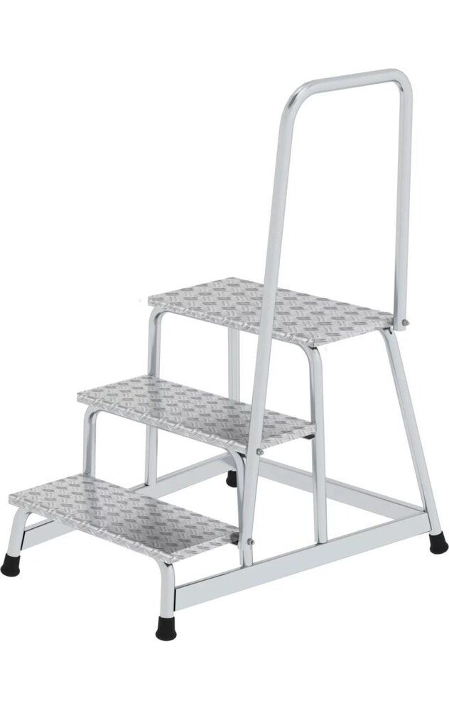 Munk Aluminium plateautrap, 3 treden met handleuning Munk Aluminium plateautrap, 3 treden met handleuning