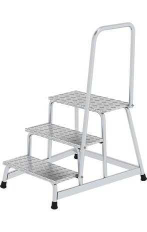 Munk Aluminium plateautrap, 3 treden met handleuning Munk Aluminium plateautrap, 3 treden met handleuning