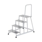 Roossien Aluminium plateautrap, 4 treden met handleuning