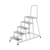 Munk Aluminium plateautrap, 5 treden met handleuning Munk Aluminium plateautrap, 5 treden met handleuning