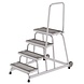 Roossien Verrijdbare plateautrap, 4 staal roostertreden met handleuning