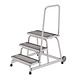Roossien Verrijdbare plateautrap, 3 staal roostertreden met handleuning