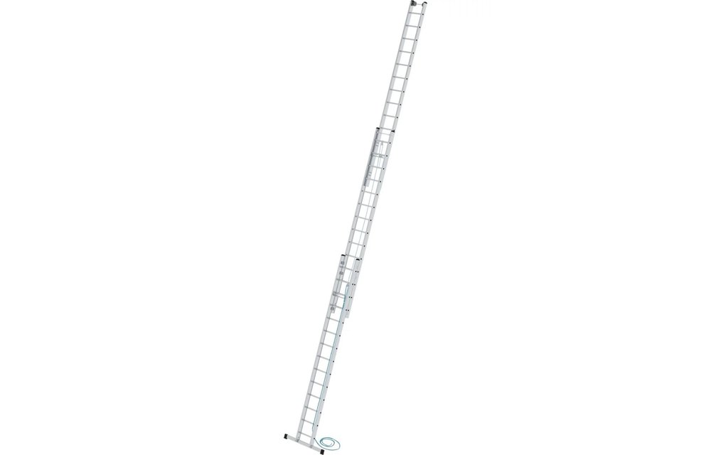 3-delige aluminium optrekladder, 3x14 sporten met stabilisatiebalk