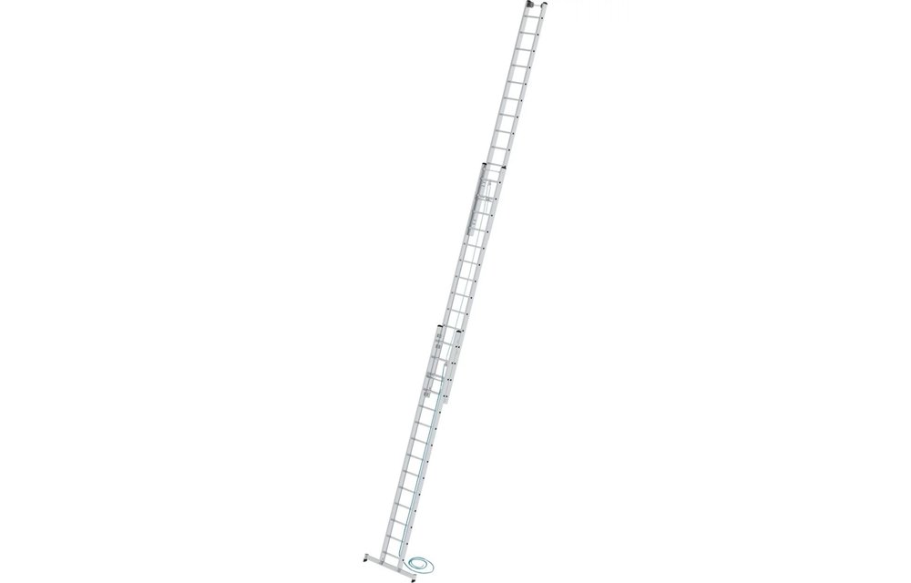3-delige aluminium optrekladder, 3x14 sporten met Nivello stabilisatiebalk
