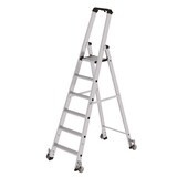 Munk Aluminium industrietrap, 6 treden, verrijdbaar