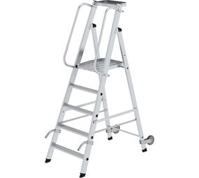 Munk Verrijdbare platformtrap met 5 treden en leuning Munk Verrijdbare platformtrap met 5 treden en leuning