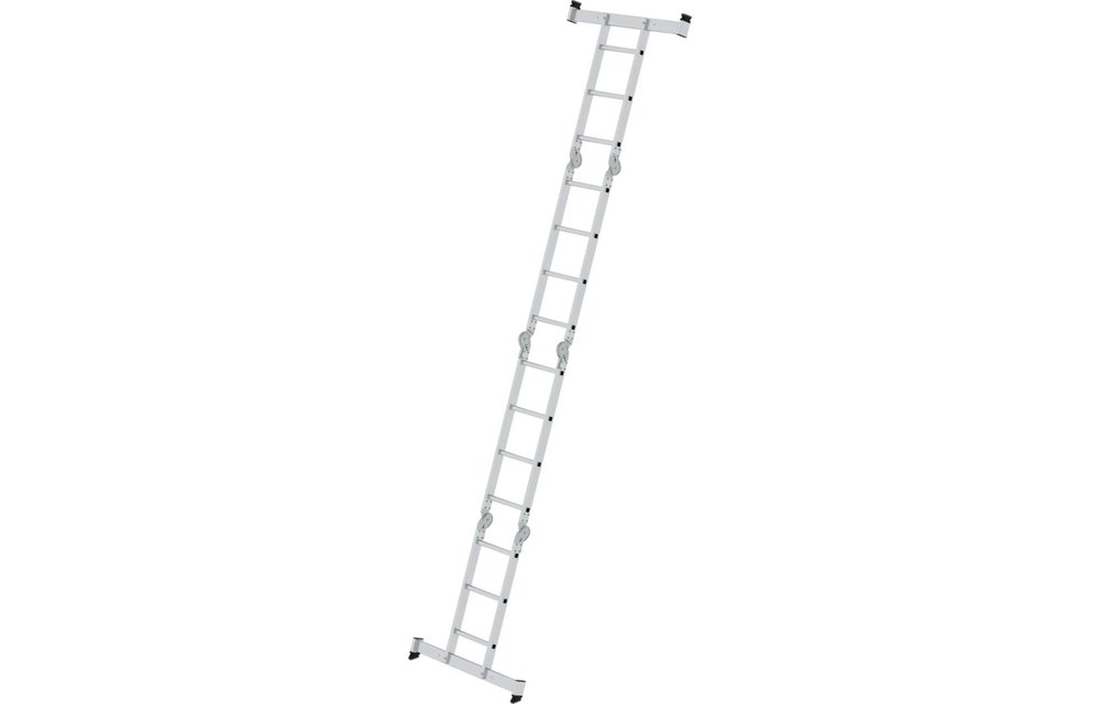 4-delige aluminium vouwladder, 2x3+2x4, met stabilisatiebalk