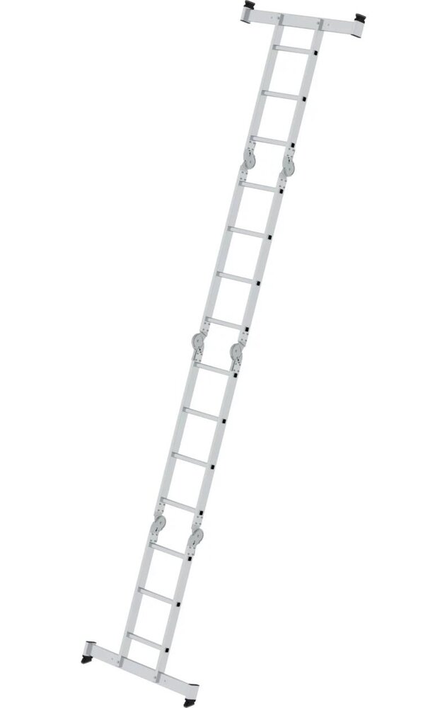 Roossien 4-delige aluminium vouwladder, 2x3+2x4, met stabilisatiebalk