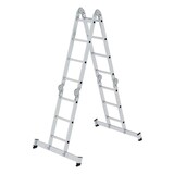 Roossien 4-delige aluminium vouwladder, 2x3+2x4, met stabilisatiebalk