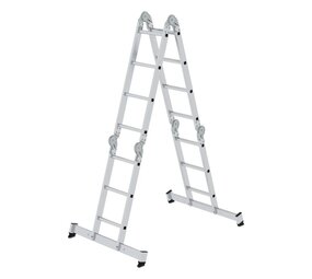 Roossien 4-delige aluminium vouwladder, 2x3+2x4, met stabilisatiebalk