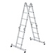 Munk 4-delige aluminium vouwladder, 2x3+2x4, met stabilisatiebalk Munk 4-delige aluminium vouwladder, 2x3+2x4, met stabilisatiebalk