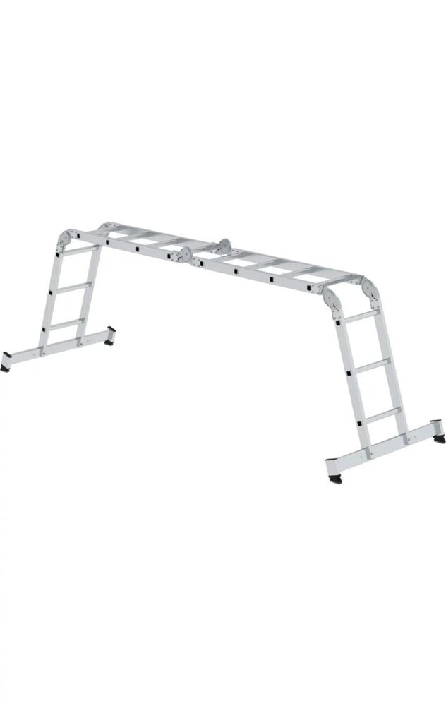 Roossien 4-delige aluminium vouwladder, 2x3+2x4, met stabilisatiebalk