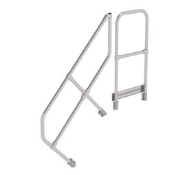 Roossien Tweede leuning voor aluminium vaste trap met platform 45°, 4 treden