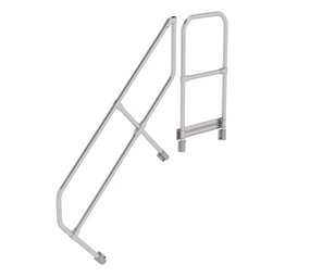 Roossien Tweede leuning voor aluminium vaste trap met platform 45°, 5 treden