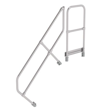 Roossien Tweede leuning voor aluminium vaste trap met platform 45°, 5 treden