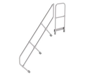 Munk Tweede leuning voor aluminium vaste trap met platform 45°, 7 treden Munk Tweede leuning voor aluminium vaste trap met platform 45°, 7 treden