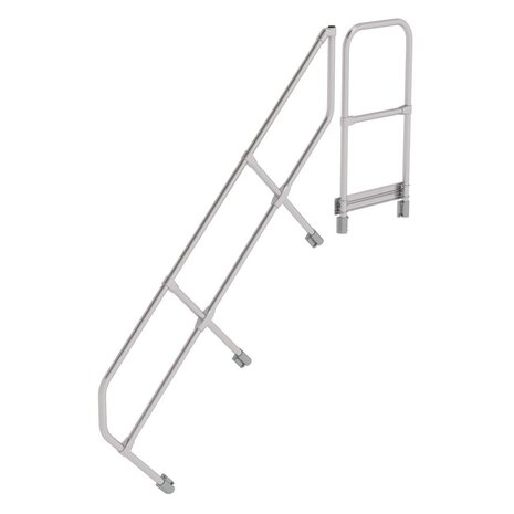 Munk Tweede leuning voor aluminium vaste trap met platform 45°, 7 treden Munk Tweede leuning voor aluminium vaste trap met platform 45°, 7 treden