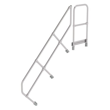 Roossien Tweede leuning voor aluminium vaste trap met platform 45°, 7 treden