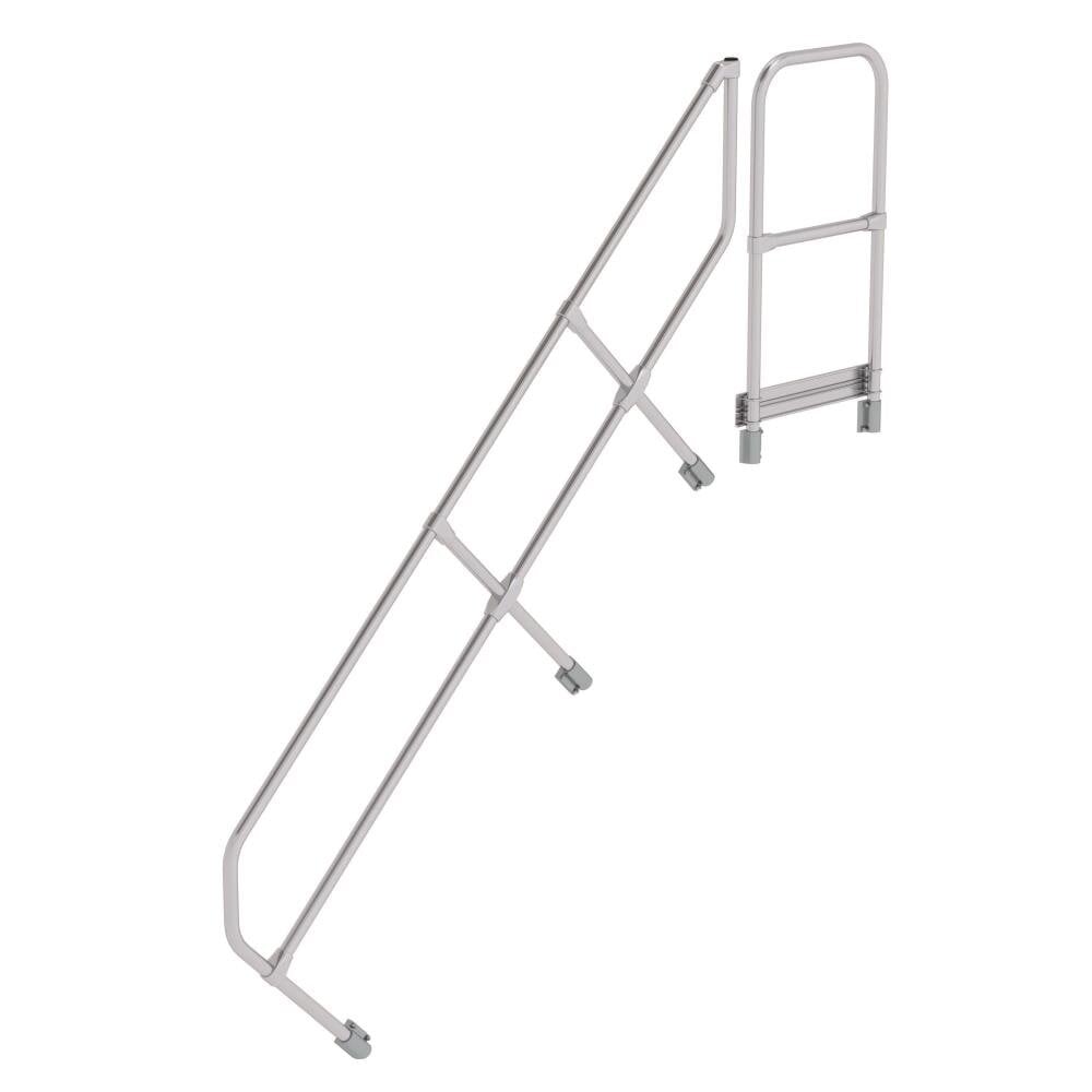 Roossien Tweede leuning voor aluminium vaste trap met platform 45°, 8 treden