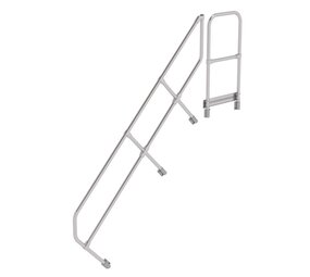 Roossien Tweede leuning voor aluminium vaste trap met platform 45°, 8 treden