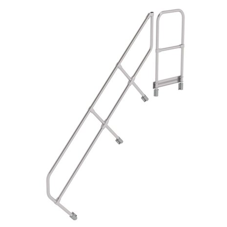 Roossien Tweede leuning voor aluminium vaste trap met platform 45°, 8 treden